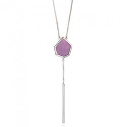 Fiorelli Contemporary Silver Lilac Semiprecious and Asymetric Pendant Necklace
