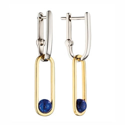 Fiorelli Silver Drop Hoop Earrings with Blue Lapis Agate