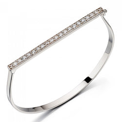 Fiorelli Designer Silver Pave Hinged Bangle