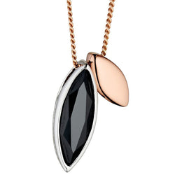 Fiorelli Designer Silver Rose Gold and Black Cubic Zirconia Pendant