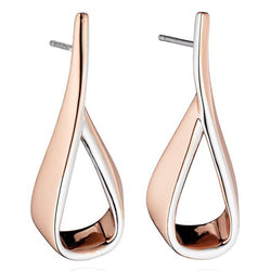 Fiorelli Designer Silver Two Tone Ribbon Teardop Earrings