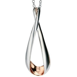 Fiorelli Silver Rose Gold Folded Detail Pendant