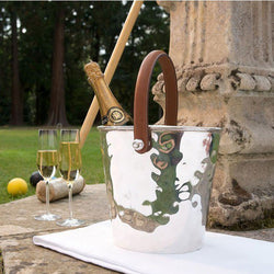 Silver Wine Cooler with Leather Handle