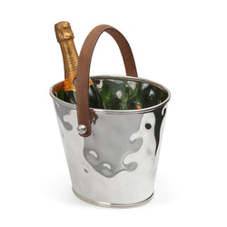 Silver Wine Cooler with Leather Handle