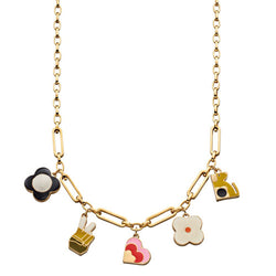 Orla Kiely Mixed Link Chain 5 Charm Necklace