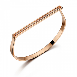 Fiorelli Designer Silver Rose Gold Pave Hinged Bangle