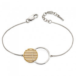 Fiorelli Designer Silver Mixed Metal Disc Bracelet