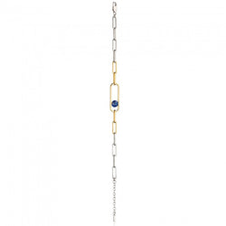 Fiorelli Silver Long Link Bracelet with Blue Lapis Agate