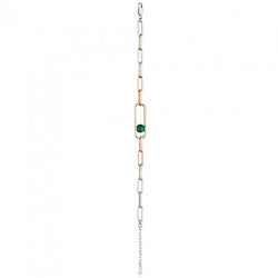 Fiorelli Morden Silver Long Link Bracelet with Malachite
