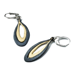 Gold & Oxidised Silver Drop Earrings