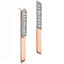 Fiorelli Silver Front Back Earrings with Pave Cubic Zirconia and Rose Gold