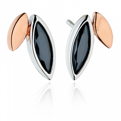 Fiorelli Morden Silver Rose Gold and Black Cubic Zirconia Stud Earrings