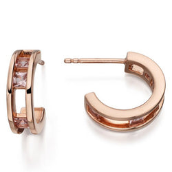 Fiorelli  Silver Hoop Earrings with Pink Created Nano Crystal