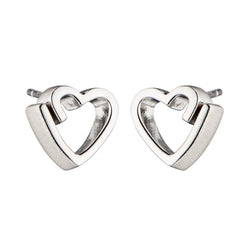 Fiorelli Designer Silver Ribbon Heart Studs