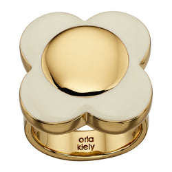 Orla Kiely Contemporary Cream Enamel Flower Ring