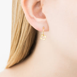 Orla Kiely Flora four point flower hoop earring in gold plated sterling silver
