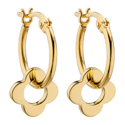 Orla Kiely Flora four point flower hoop earring in gold plated sterling silver