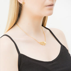 Orla Kiely Designer Yellow Gold Plated Leaf Necklace