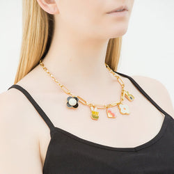 Orla Kiely Mixed Link Chain 5 Charm Necklace