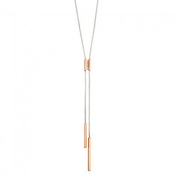 Fiorelli Contemporary Silver Y Necklace with Pink Created Nano Crystal