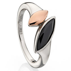 Fiorelli Morden Silver Rose Gold and Black Cubic Zirconia Ring